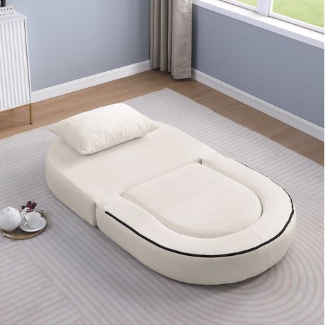 Fauteuil convertible pliable 101x90x41 cm beige avec coussin, revêtement textile, MEUBLIV (1/5)