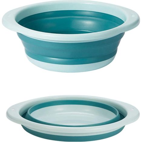 Collapsible washbasin, multifunctional and foldable round bowl, portable bowl for washing vegetables and dishes (blue/large) (1/5)