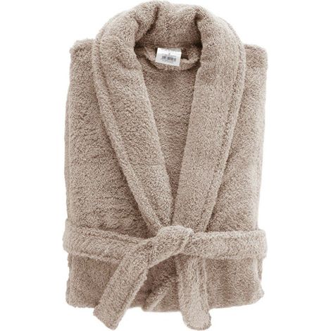Peignoir Col Châle en Coton "Tendresse" Taupe (1/5)