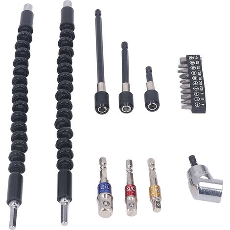 Kit de rallonges pour forets, rallonges flexibles à 105°, adaptateur universel pour douilles et porte-embouts de tournevis