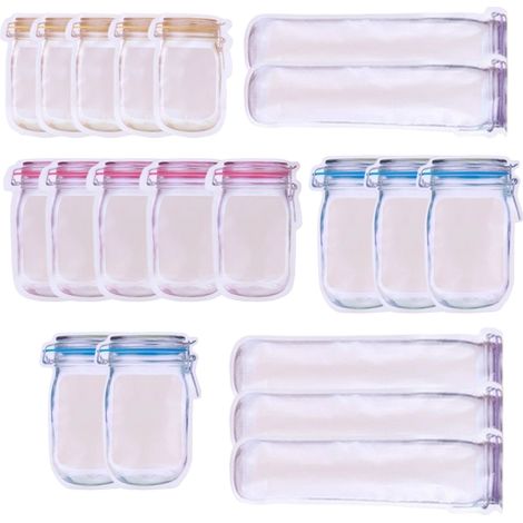 Paquete de 20 bolsas reutilizables con fondo vertical y cierre de cremallera para almacenar frutas y verduras en frascos Mason, para la cocina.