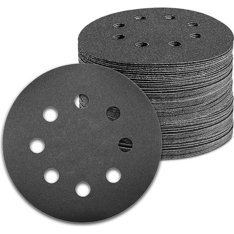 100 Pièces Disque Abrasif 125mm Sec and Eau 8 Trous Grain 800 Carbure de silicium pour Ponceuse Excentrique (1/5)