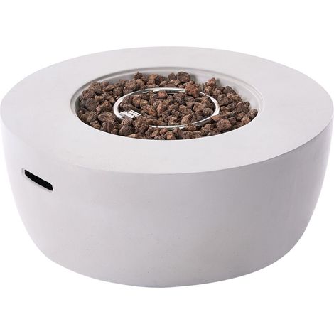 Foyer d'Extérieur à gaz Propane avec Cuve Chauffe-terrasse Béton GRC Acier Gris Clair Indus (1/5)