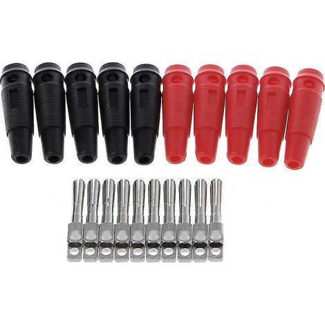 Packung mit 10 isolierten und stapelbaren 4-mm-32-A-Bananensteckern für hohe Ströme (Größe S) (1/4)