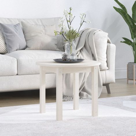 vidaXL Couchtisch Weiß Ø 55x45 cm Massivholz Kiefer (1/5)