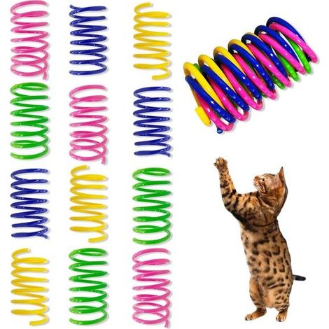 Jouet pour chat - Plumes colorées - 40 pièces - Jouet à ressort élastique 2x5 cm - Plastique léger sûr - Interactif pour chats d'intérieur et chatons (1/5)
