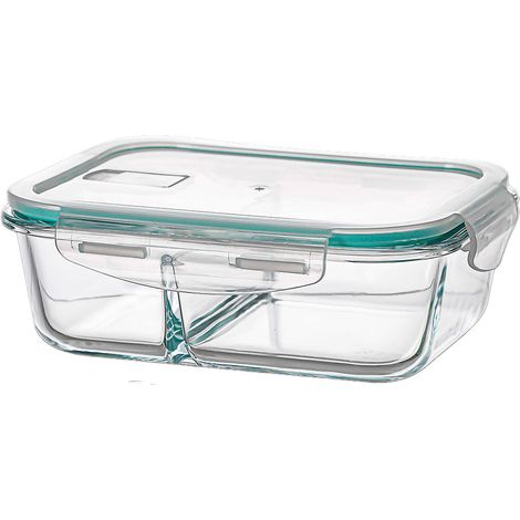 Fiambrera borosilicato dos compartimientos hermética 1040 ml