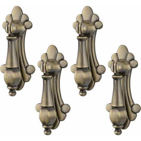 Set aus 4 Vintage-Hängegriffen aus Zinklegierung mit bronzefarbenem Reliefmuster für Schränke, Kleiderschränke, Kommoden, Schubladen und Türen (1/4)