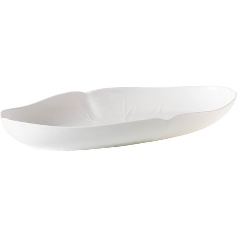 Table Passion - Plat ovale Dahlia blanc 38x21 cm (1/4)