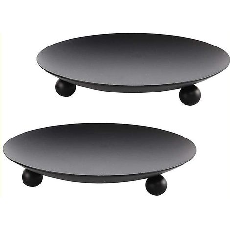 Bougeoir décoratif en fer noir, socle pour bougie LED (noir, 2 pièces)