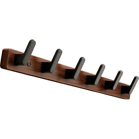 Porte Manteau Mural Bois,35 cm Patères Porte Manteaux avec 4 Crochets,Noyer Noir Patere Porte Manteau pour une Entrée,Chambre,Salle de Bain et Vestiaire (1/5)