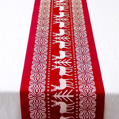 Weihnachtstischdecke, Tischläufer aus Baumwollleinen, Weihnachtstischdekoration, waschbare Tischdecke für Partys, 33 x 183 cm, Weihnachtstischdecke