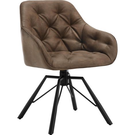 WOLTU Chaise Salle à Manger Pivotante, Chaise de Cuisine en PU + Métal, Chaise à Haut Dossier, Chaise Scandinave, Marron (1/5)