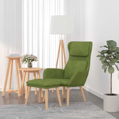 vidaXL Sillón de relax con taburete de terciopelo verde claro (1/5)