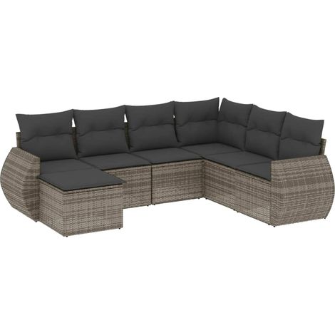Maison Exclusive - 7-tlg. Garten-Sofagarnitur mit Kissen Grau Pol