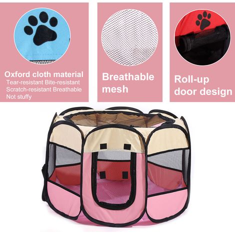 Parc portable pliable et étanche pour animaux de compagnie, en plein air, Oxford Air Mesh, parc et stylo d'exercice, tente, maison, aire de jeux pour chiens et chats de petite taille (1/5)