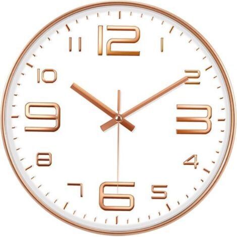 Horloge Murale à Chiffres, 30cm Horloge Murale silencieuse, Plastique, Horloge Pendule Mural, Horloge Murale à Quartz, sans de Bruit, pour Salon Chambre Bureau Restaurant ect