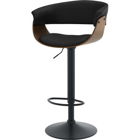 Silla de bar ajustable 59/81 cm en cuero artificial negro - Basile