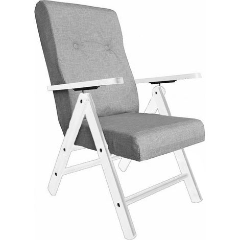 Poltrona relax reclinabile bianca sedia sdraio imbottita grigia da casa in Legno  Schienale Ergonomica robusta 4 posizioni Made in Italy  tessuto elegante shabby grigio (1/5)