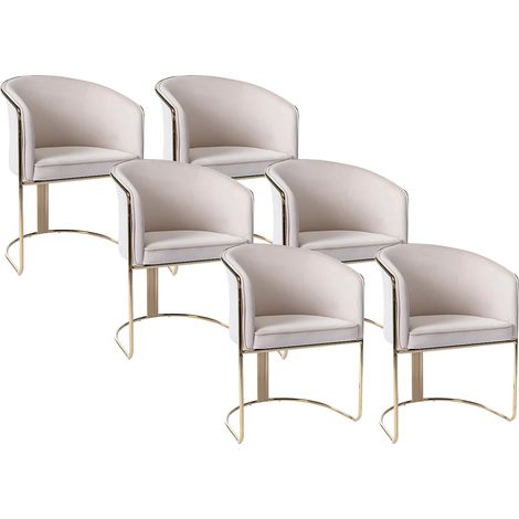Set di 6 sedie con braccioli in velluto e metallo - Crema e dorato - JOSETHE (1/5)