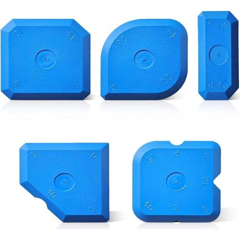 RHG Lot de 5 outils de remplissage de joints en silicone bleu pour joints de cuisine et de salle de bain - Applicateur de mastic silicone multi-angle - Kit d'outils de calfeutrage pour joints et joint