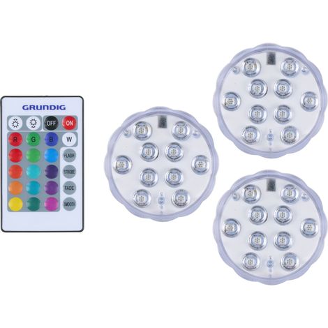 GRUNDIG, Lampes LED, 34741, Set de 3, avec télécommande, blanc