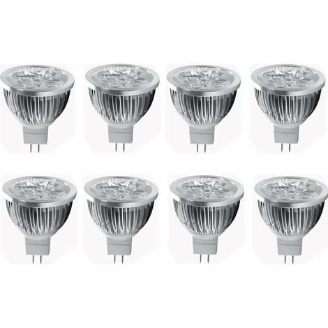 Ampoule LED MR16 4W 12V, projecteur LED 4W, convient à l'éclairage paysager, douille MR16 GU5.3, 12V, 4W (équivalent à une lampe halogène de 35W), lumière blanche chaude 3000K, paquet de 8. (1/3)