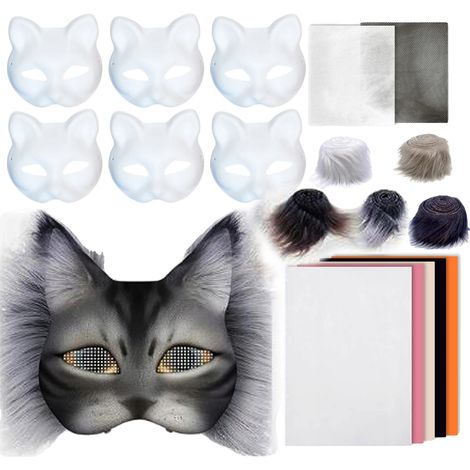 Máscaras de gato, kit de bricolaje, accesorio de fiesta personalizable, A (1/2)