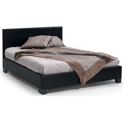 Letto matrimoniale design nero per adulti collezione ROMA, 140x200 cm, rete inclusa (1/3)
