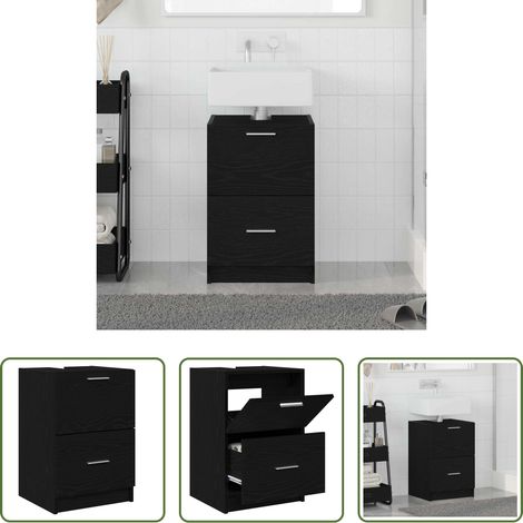 Holzschrank - Badezimmerschrank mit Tür Schwarz Eichen-Optik 40 x 37 x 59 cm (1/5)