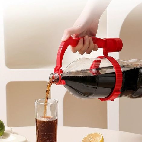 Verstellbarer Flaschenhalter mit integriertem Flaschenöffner – Multifunktionaler Flaschenhalter für Öl und Getränke mit Deckelstütze – Strapazierfähiges PP und TPE (Rot)