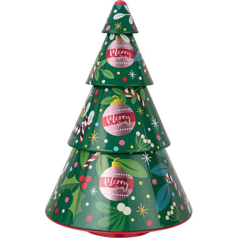 Caja de almacenamiento decorativa de metal con forma de árbol de Navidad - Juego de 3 piezas (verde) (1/5)