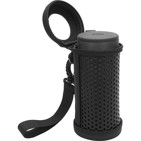Étui compatible JBL FLIP 5, étanche, avec dragonne souple et crochet porte-clés (noir)
