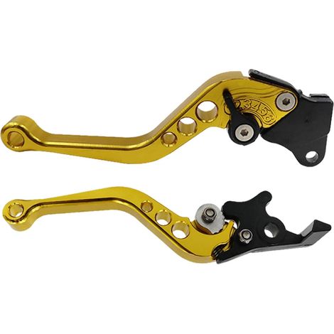 Lot de 2 leviers de frein de moto en d'aluminium, poignées de frein de moto en d'aluminium, antirouille, pour changement de vitesse réglable (1/5)