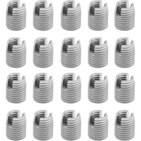 20pcs Metal Self Tapping Slotted Screw Thread Insert Helical Repair M4 x 8mm Set