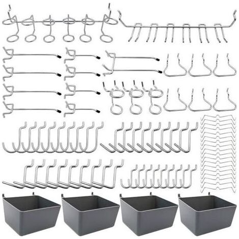 Porte-outils de Crochets pour Panneaux Perforés avec Bacs, Verrous à Chevilles, pour Organiser Divers Outils, 80 pièces (1/5)