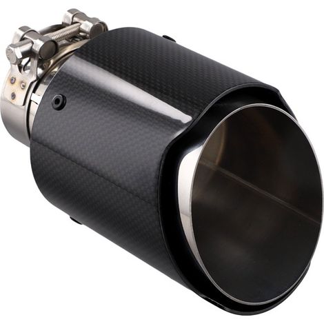 Genuine carbon fiber exhaust tip with straight edge and single outlet from 60 to 101 mm, universal stainless steel exhaust pipe tip. (1/5)