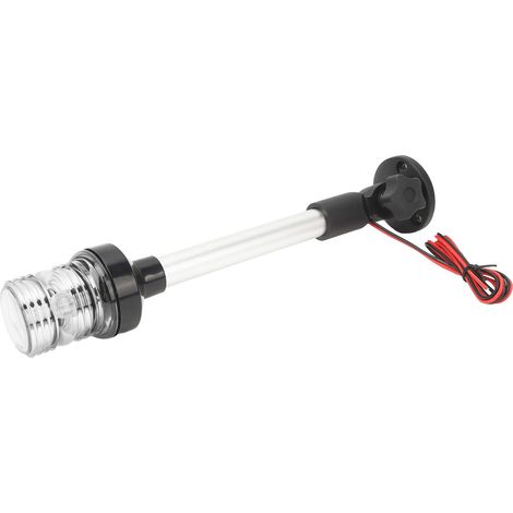 Feu de navigation arrière à LED 12 pouces, rabattable, 360°, avec base en alliage d'aluminium, blanc chaud, pour bateaux de pêche et yachts. (1/5)