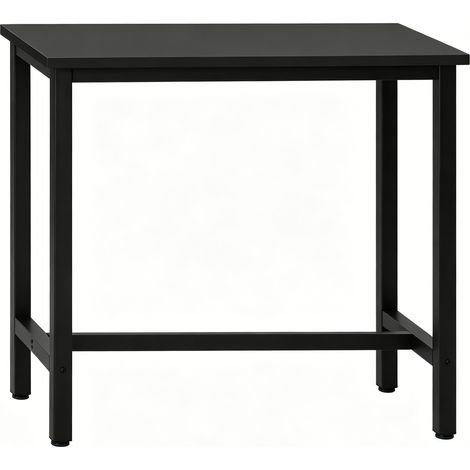 Table de bar industrielle en bois et métal 40x100x100 cm noire (1/5)