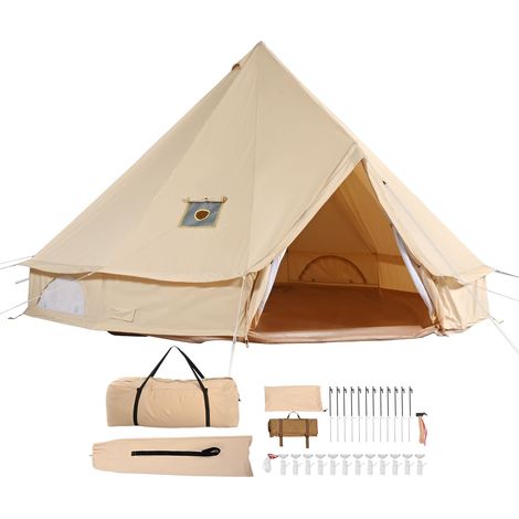 Tente cloche en toile 5 m, yourte 4 saisons pour 8 personnes, tente camping respirante avec sortie poêle, extérieur chasse fête famille (1/5)