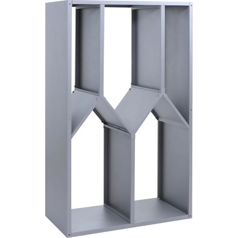 [NUNCA USADO] Almacén para leña HHG-741, estantería para leña/leña para chimenea Almacén para madera Cobertizo para madera Exterior Metal 160 x 95 x 50 cm, gris