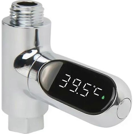 Thermomètre de douche domestique à affichage LED, avec indicateur de débit et de température automatique. (1/5)