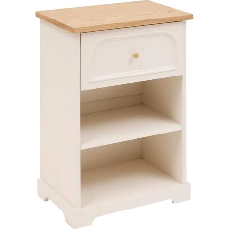 Table de Chevet Avec Tiroir "Mohéa" 67cm Ivoire (1/5)