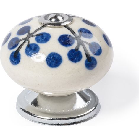 REI – Bouton de meuble en acier porcelaine finition bleue – Système de fixation vissé – Lot de 4 unités – Dimensions 40x40x36mm