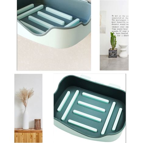 Support porte-savon mural en plastique, plateau de rangement pour savon, organisateur d'accessoires de salle de bain, bleu clair