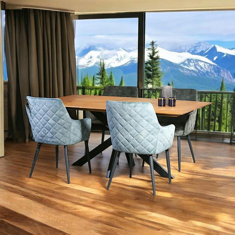 Table pied central bois recyclé teck 180 cm BARBADE (1/5)