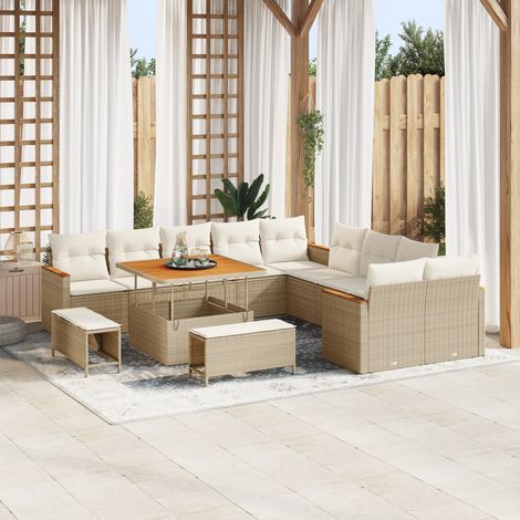 Garden Sofa Set with Cushion 13 pcs Beige Poly rattan vidaXL (1/5)