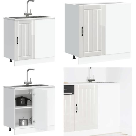 vidaXL Meuble de base de lavabo Lucca blanc brillant bois ingénierie (1/5)