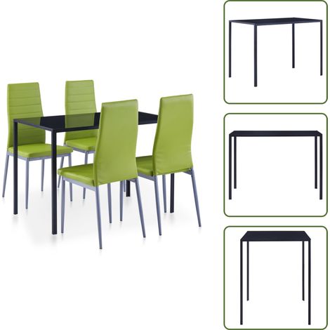 Mobilier de salle à manger 5 pcs Vert - Ensemble De Table À Manger - Table Et Chaises - Mobilier De Salle À Manger - Table Verte - Chaises Confortables (1/5)