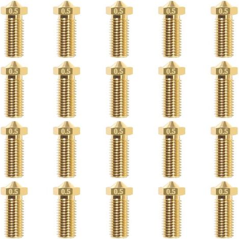 Ricambi per stampanti 3D - Ugelli per stampanti 3D - 20 ugelli in ottone vulcanico da 0,5 mm, adatti per stampanti 3D V5/V6